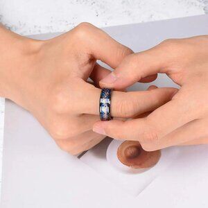 NWOT Vintage Men Wedding Ring Sliver Quality Stylish Titanium y2k Ring Size 11
